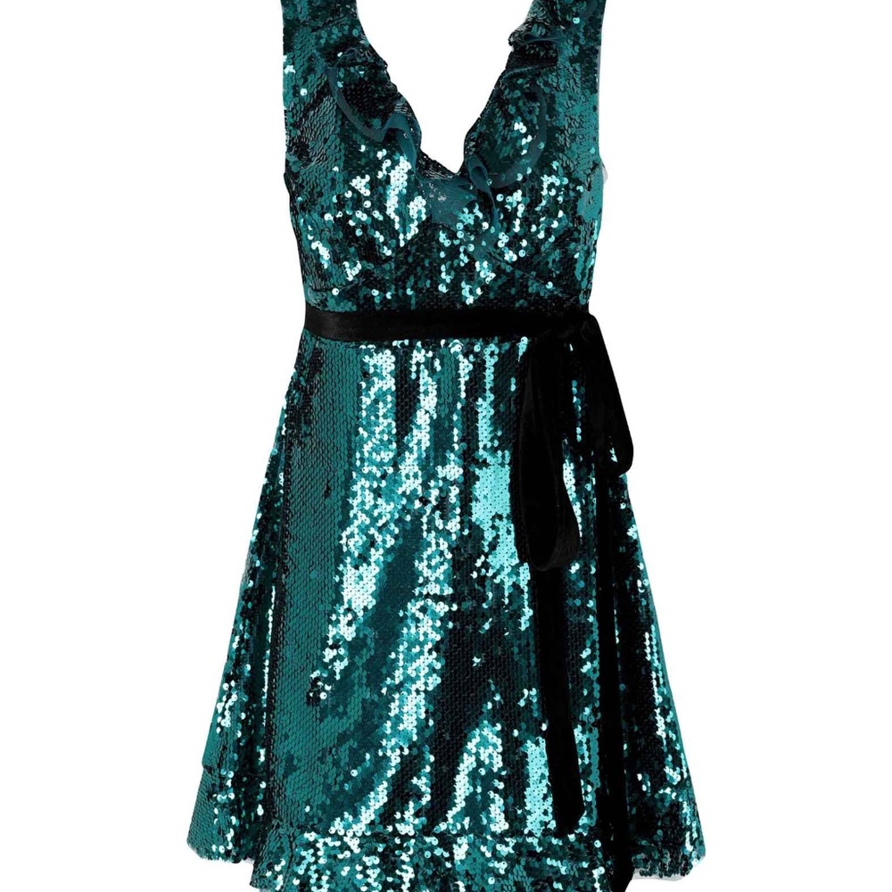 Free People Sequin Siren Mini Dress in Green Spirulina - Picture 8 of 8
